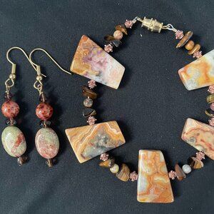 Multicolored Stone Bracelet & Earring Set